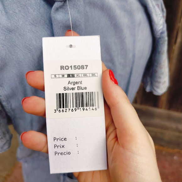 Coline Dress Blue Midi Embroidered Details Casual Cottagecore Bohemian Chambray - Picture 9 of 9